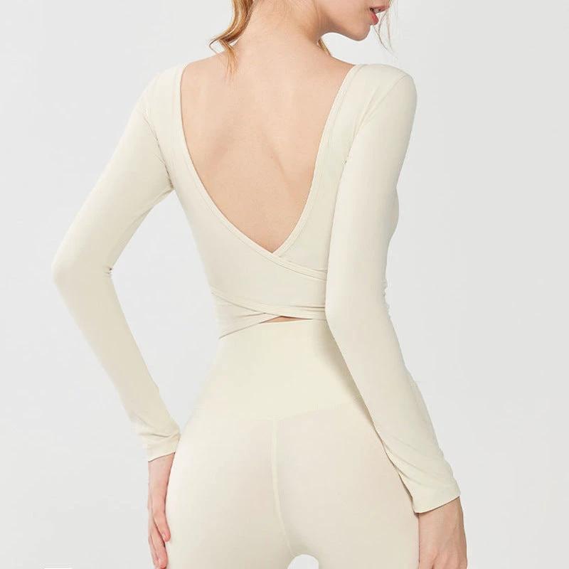 Beauty Back Long Sleeve T-shirt Running Training Workout Clothes