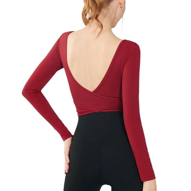 Beauty Back Long Sleeve T-shirt Running Training Workout Clothes