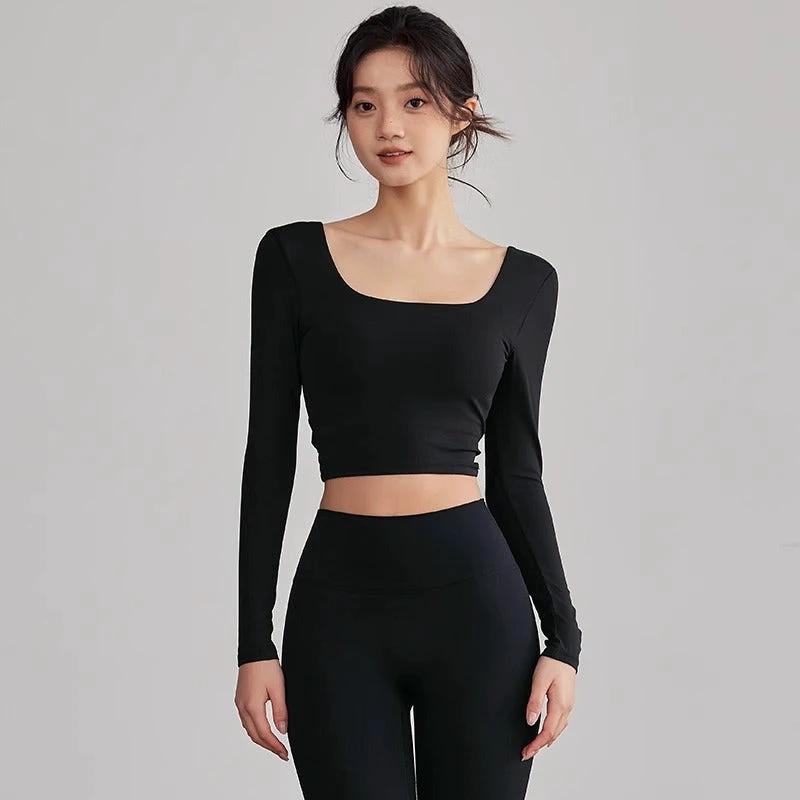 Beauty Back Long Sleeve T-shirt Running Training Workout Clothes